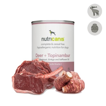 Adult wet dog food: 400g Deer + Topinambur with milk thistle